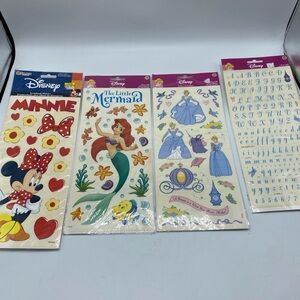 Vintage SANDYLION Disney Minnie Mermaid Cinderella Princess Scrapbook STICKERS 4